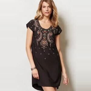 Anthropologie Yumi Chiaroscuro Beaded Shift Tunic Mini Dress size XL